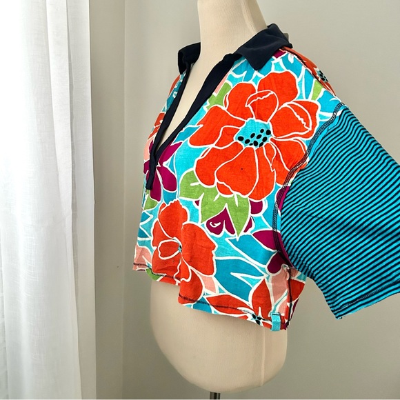 🍒NWT Free People On A Boat Boxy Crop Polo in Coastal. Small. - Picture 6 of 12